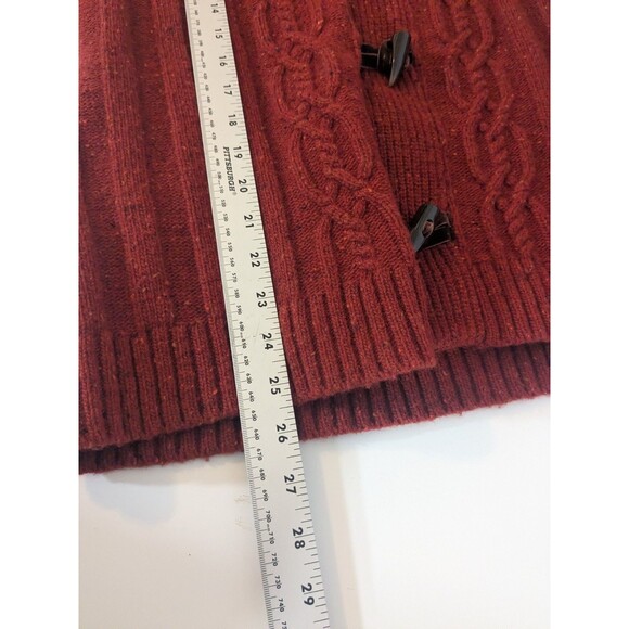 Coldwater Creek Cable Knit Cardigan Toggle buttons Wool Blend Deep Red Size L/14 - Picture 7 of 7